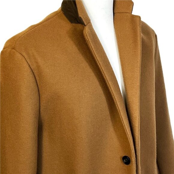 Zara Men’s 4 Way Stretch Camel Coat Sz XL Mid Length Classic Minimalist Refined - Picture 9 of 14